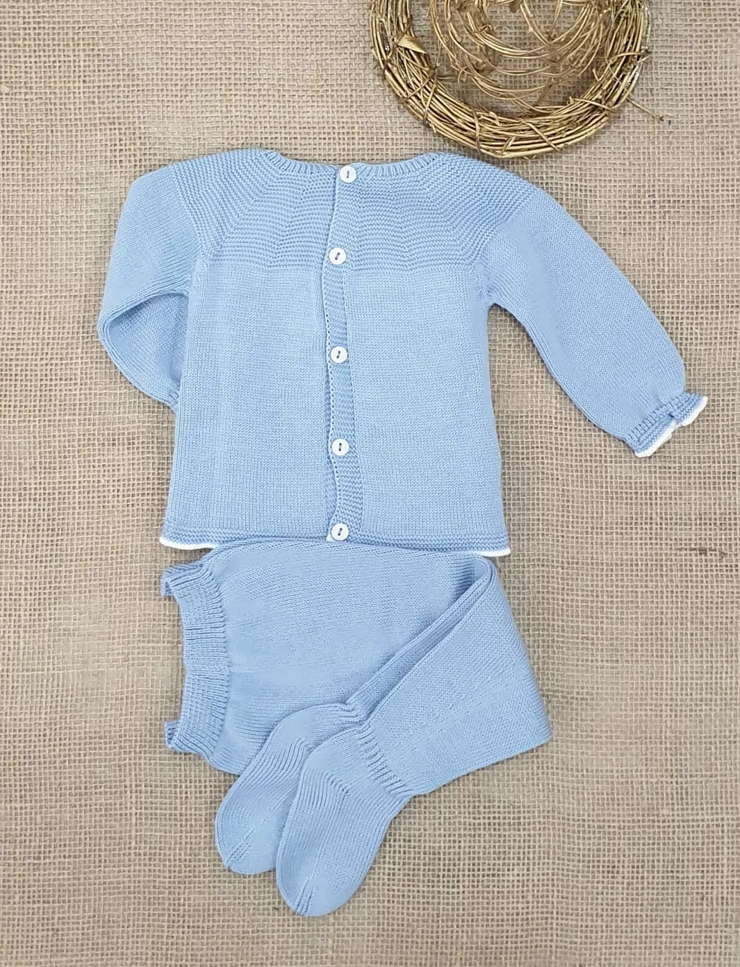 A Conjunto Polaina Bebé punto verano R100177 AZAFATA