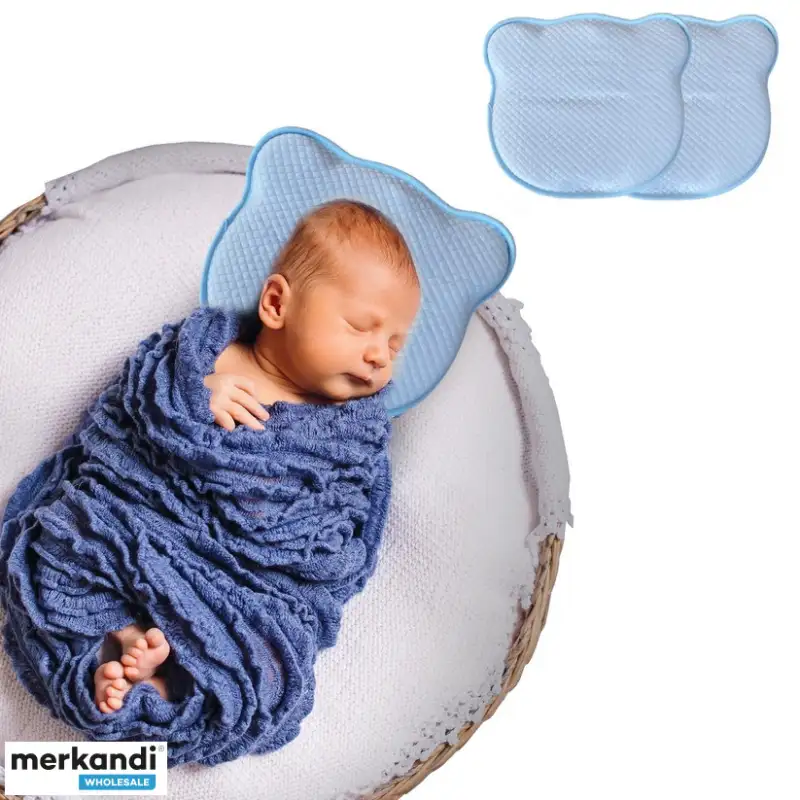 Almohada viscoelástica para bebés, evita la cabeza plana y la plagiocefalia, 2 fundas extraíbles y lavables.