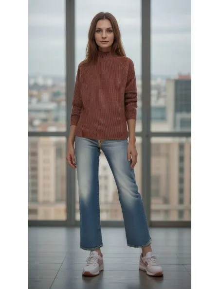 ALYKI CASHMERE Suéter Bice Mock Mujer Caffè