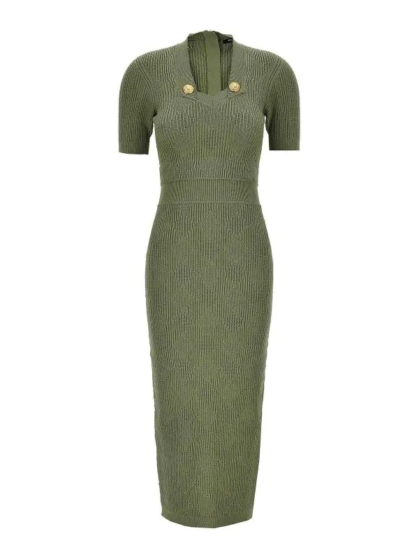 Balmain Vestido Midi - Verde