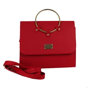 Bolsa de Mano con Asa Dorada Para Mujer Color Rojo