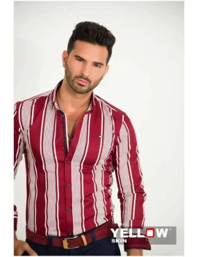 camisa yellow skin 7041 granate para hombre