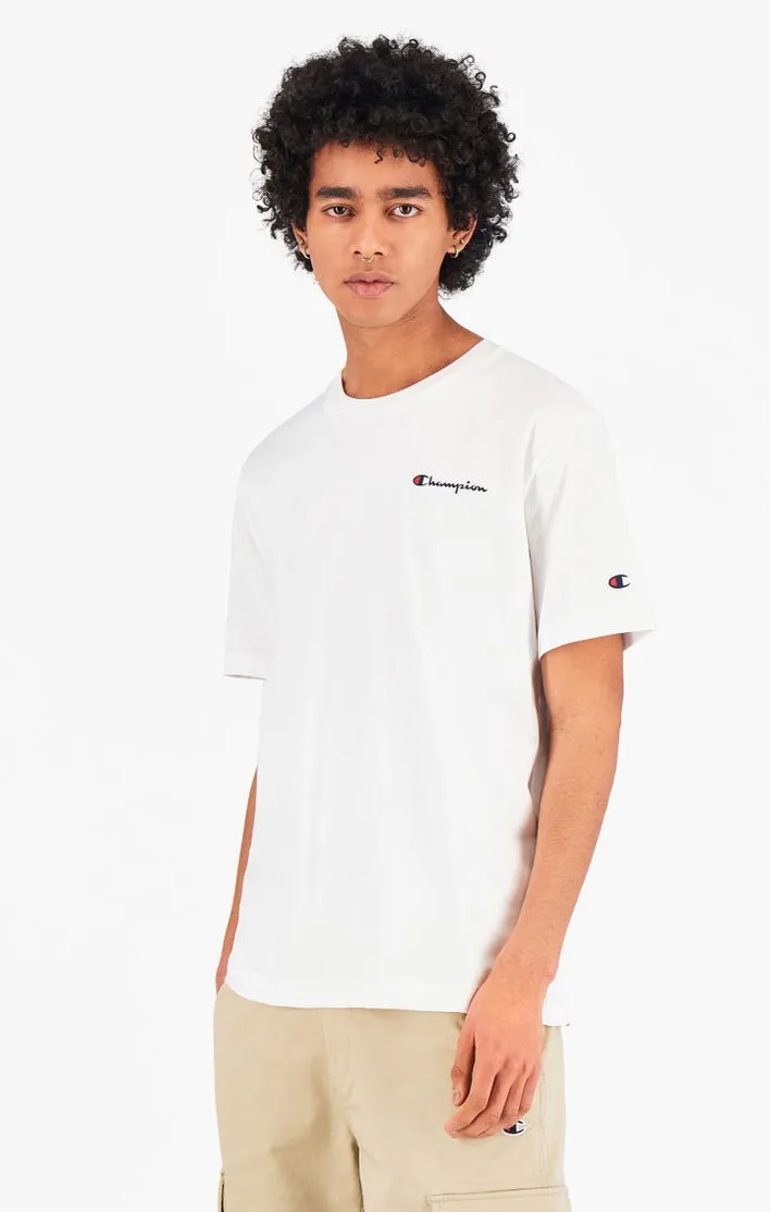 Camiseta CHAMPION Hombre manga corta  Cuello redondo SMALL SCRIPT LOGO T-SHIRT White Ref. 215940 blanco