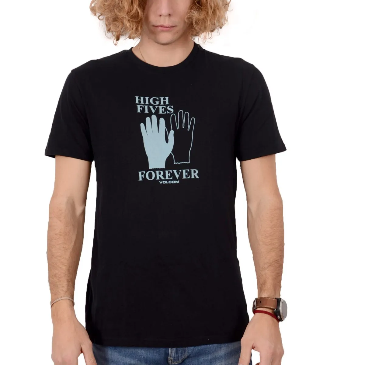 Camiseta Hombre VOLCOM manga corta High5 Forever Ltw SS – BLACK Ref. A4312061 Negra mano 5 dedos