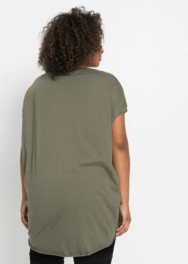 Camiseta larga oversize Verde oliva