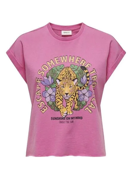 Camiseta Only Lucinda Rosa Para Mujer