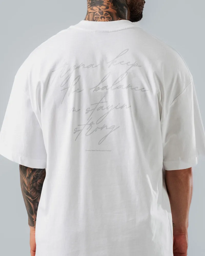 Camiseta Para Hombre Oversize Blanca Rap