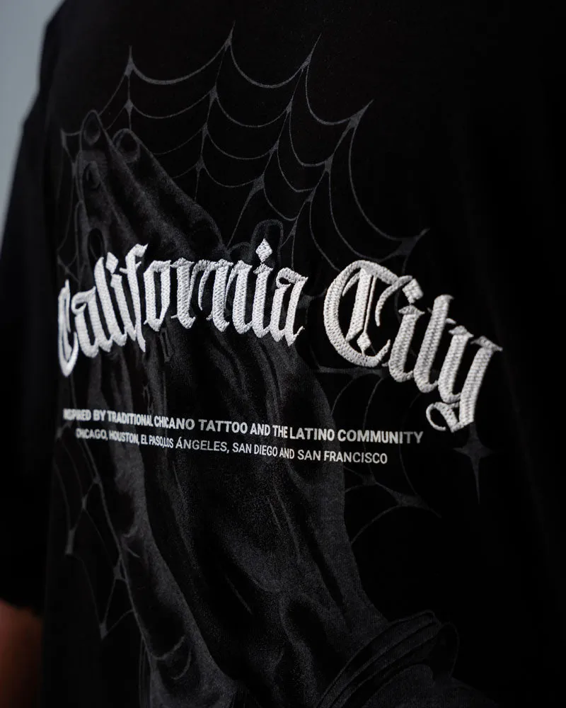 Camiseta Para Hombre Oversize Negra California City