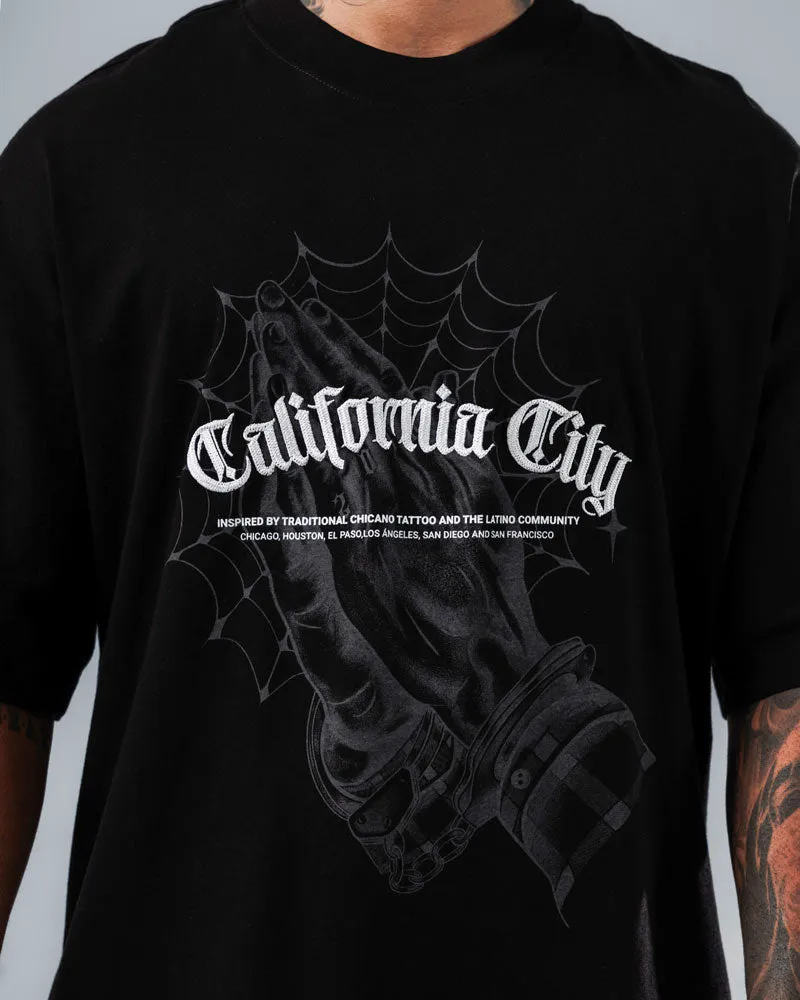 Camiseta Para Hombre Oversize Negra California City