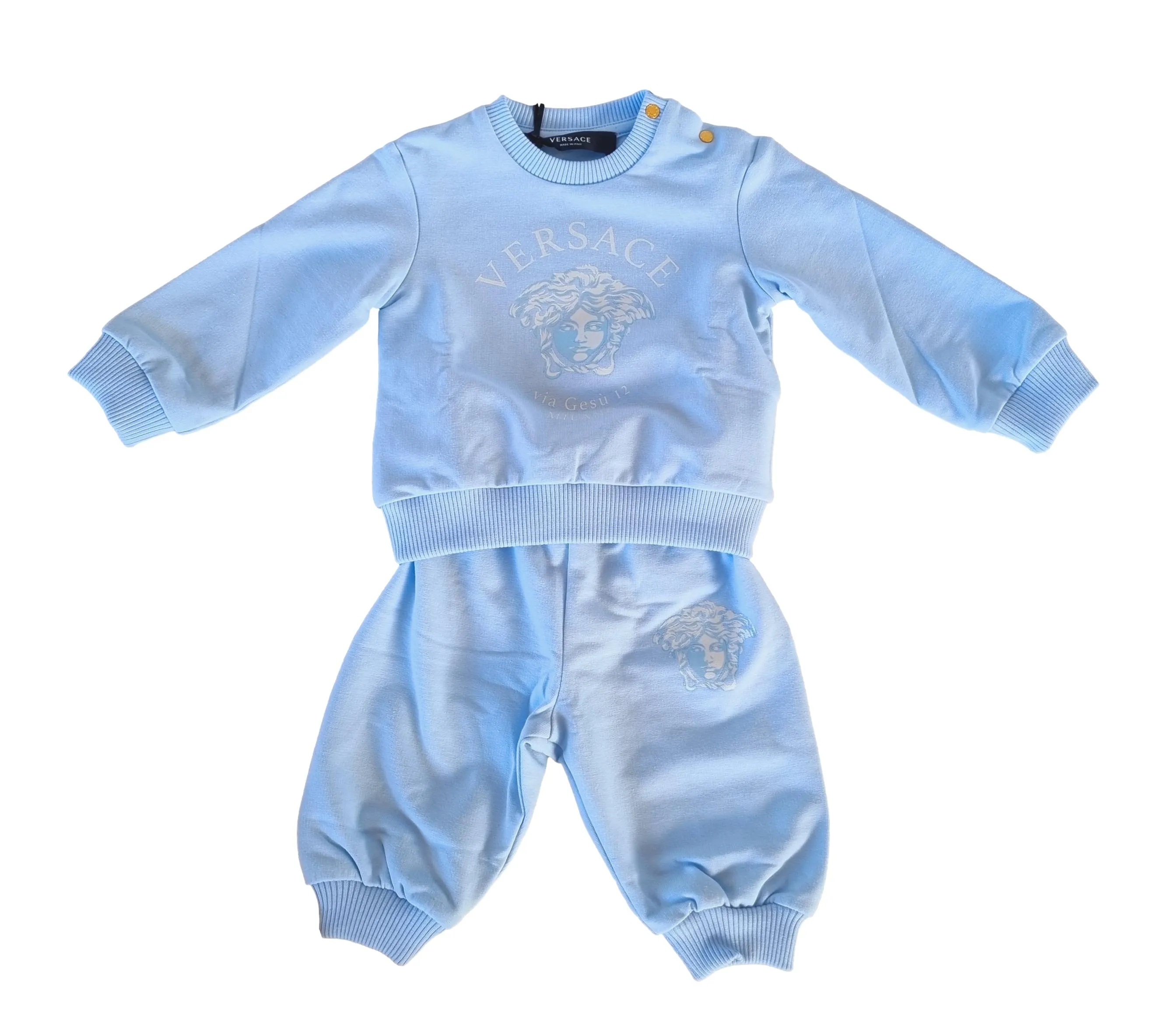 Conjunto chándal VERSACE coordinado sudadera + pantalón bebé niño 3-6 meses azul