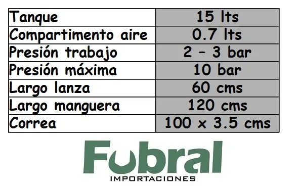 Fumigador 15 lts. mochila EXENTO
