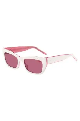 Gafas de sol de acetato blanco con contrastes rosas