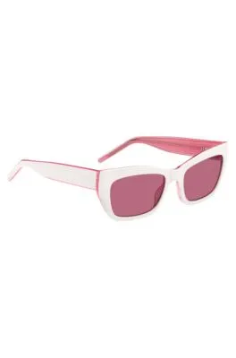 Gafas de sol de acetato blanco con contrastes rosas