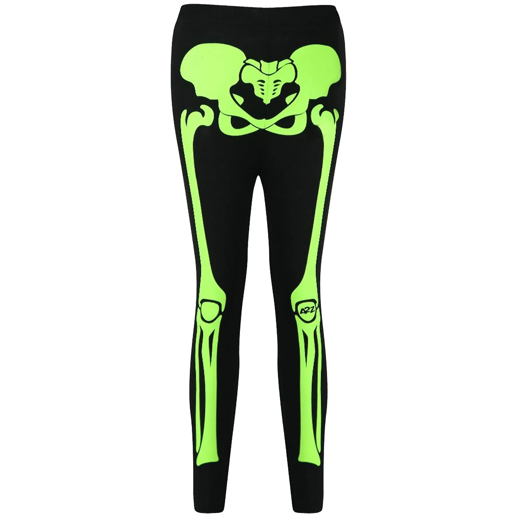 Girls Skeleton Print T Shirt Top & Legging Neón Verde Halloween Set