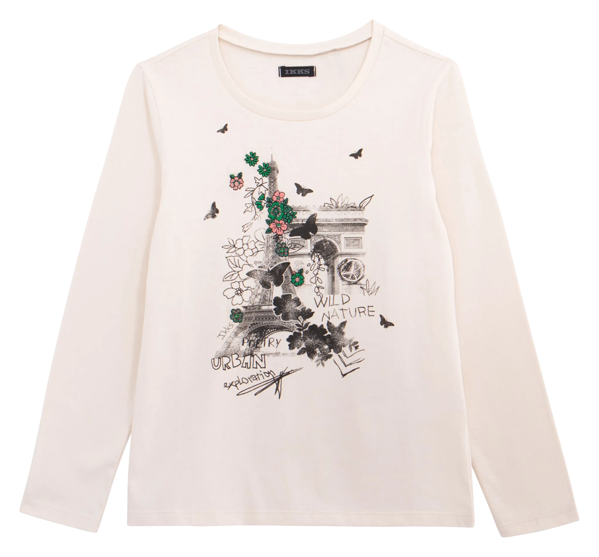 IKKS JUNIOR Camiseta con cuello redondo  en blanco