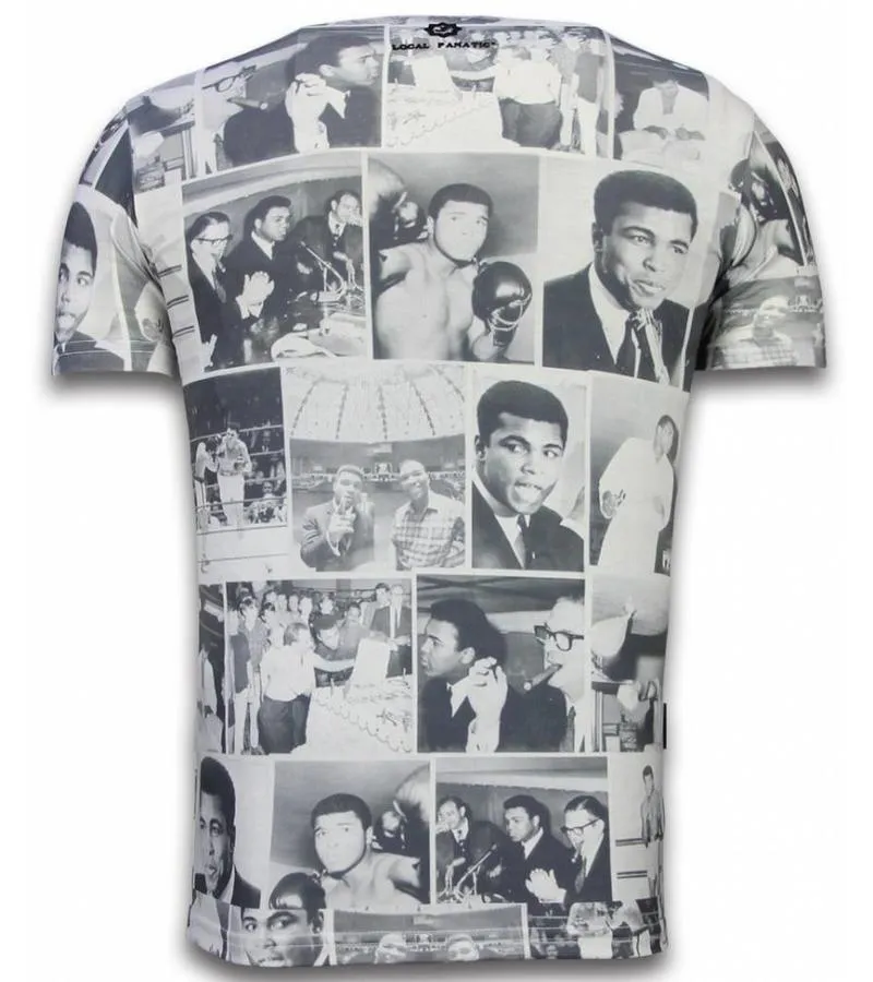 Muhammad Photocollage - Digital Rhinestone Camisetas Personalizadas - Blanco