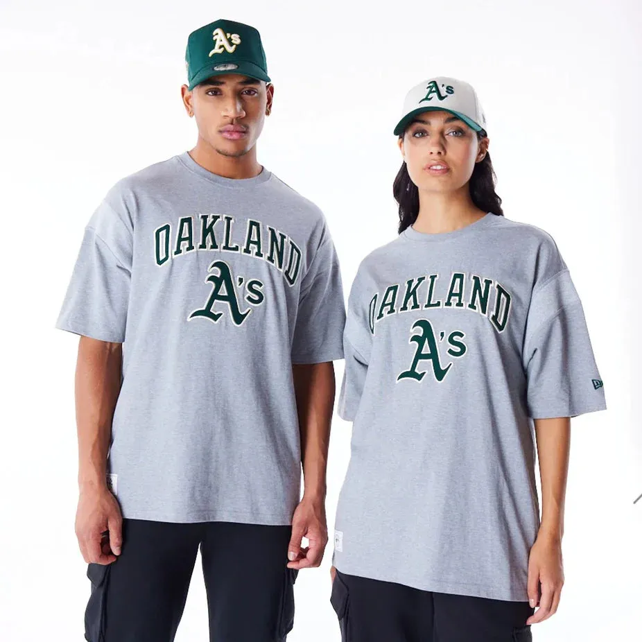 new era camiseta oversized oakland athletics MLB rib infill gris