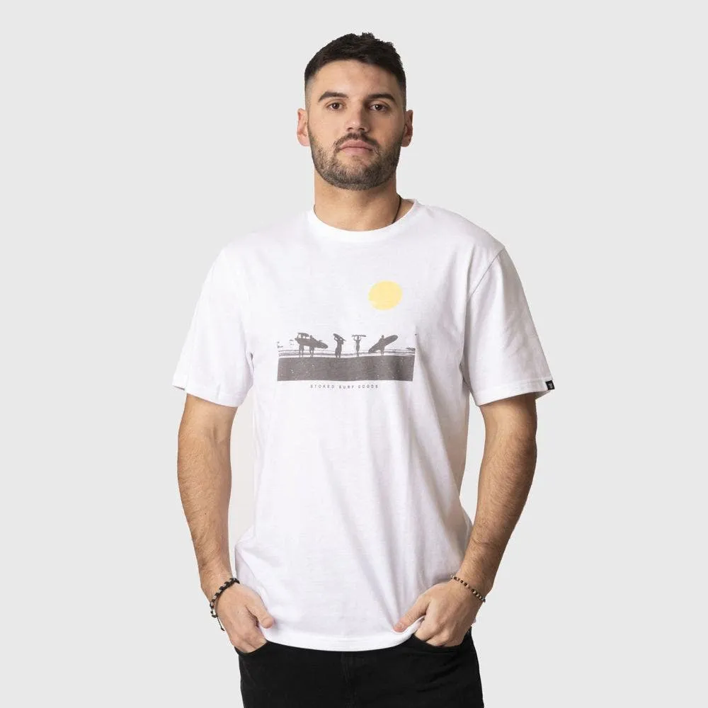 Polera Stoked Pik Reciclada Hombre Blanca