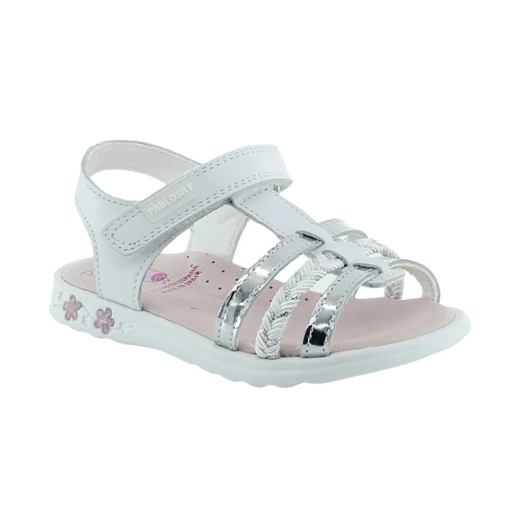 Sandalias Pablosky 011600 Blanco-Plata