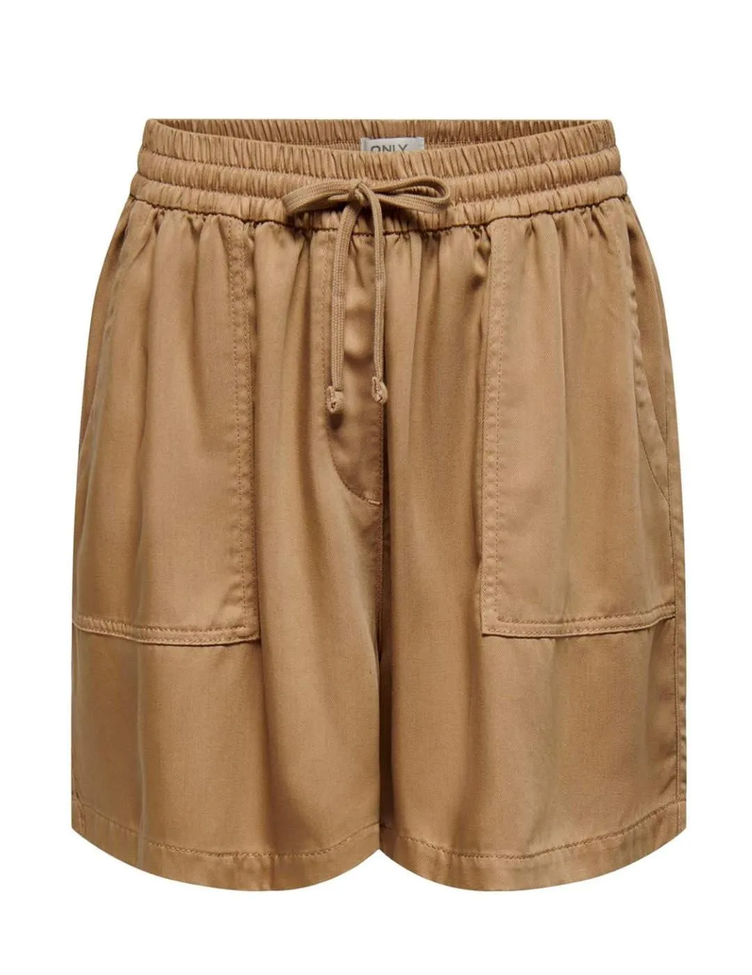 Short Only Kenya camel de tela holgado para mujer