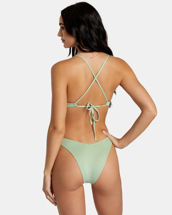 Solid Lurex - Braguita de Bikini Alta en la Cadera para Mujer-