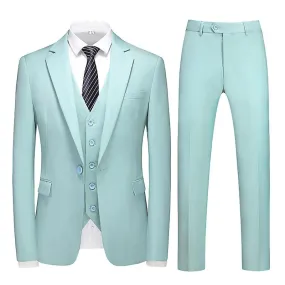 Traje de vestir de 3 piezas para hombre Slim Fit One Button Side Vents Esmoquin Verde Menta