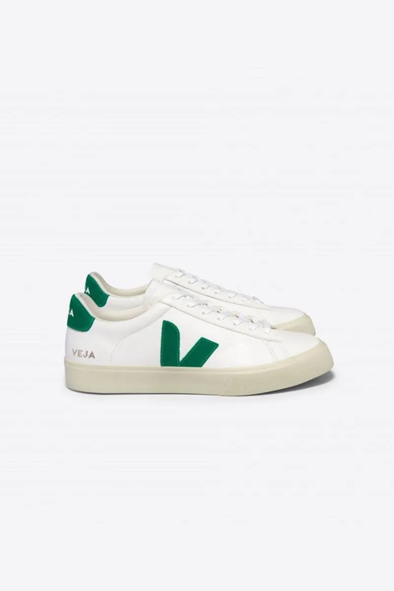 VEJA CAMPO LEATHER WHITE EMERAUDE VERDE HOMBRE