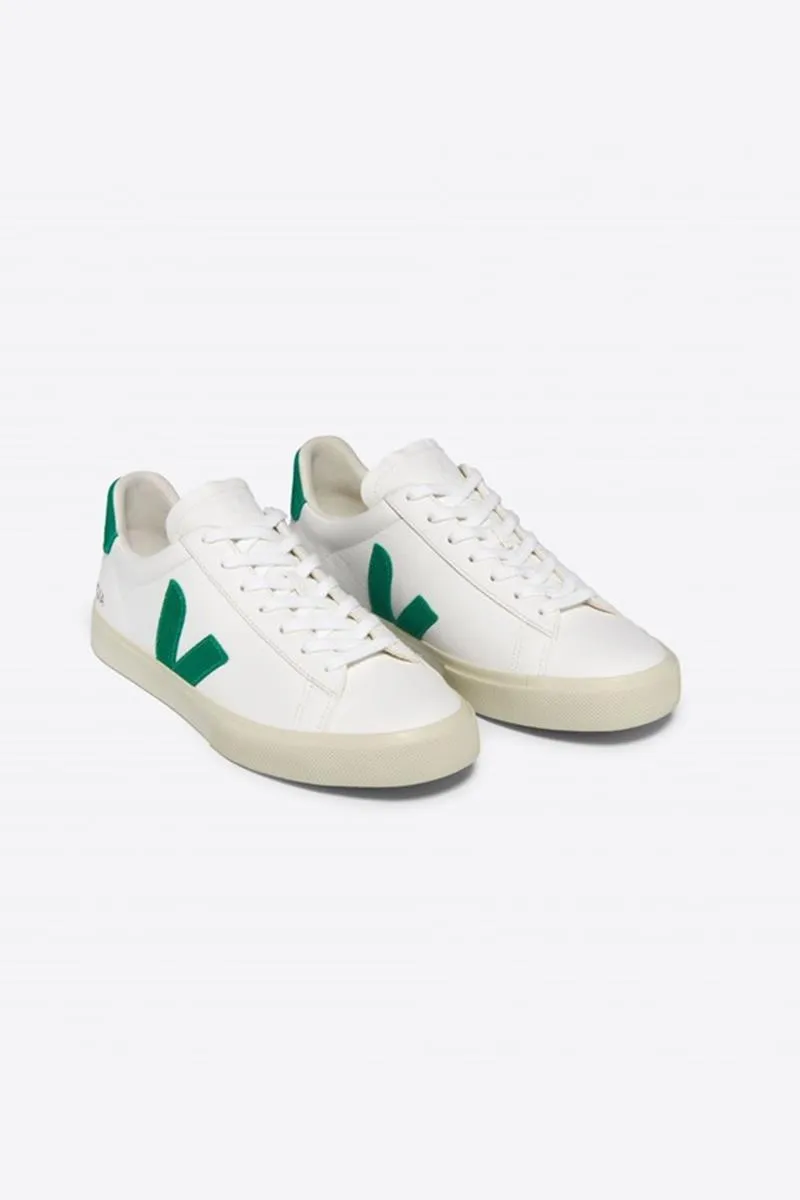 VEJA CAMPO LEATHER WHITE EMERAUDE VERDE HOMBRE