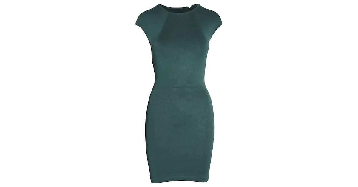 Vestido ajustado con mangas japonesas en viscosa verde de Alexander Wang 