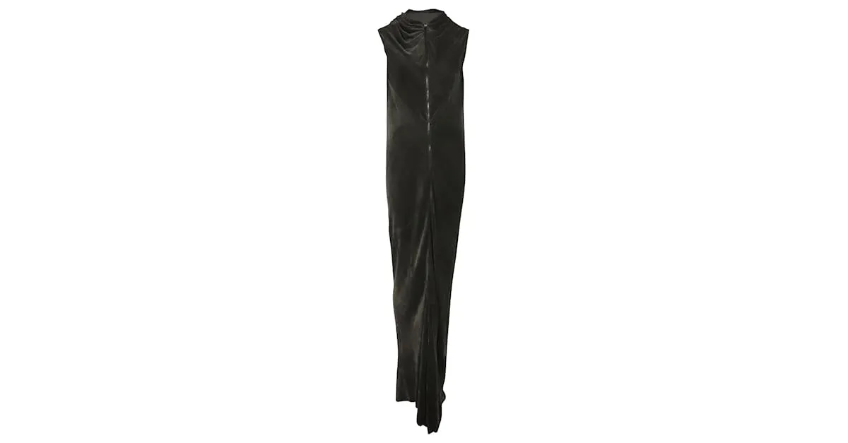 Vestido de terciopelo Bonnie de Rick Owens en viscosa gris oscuro 