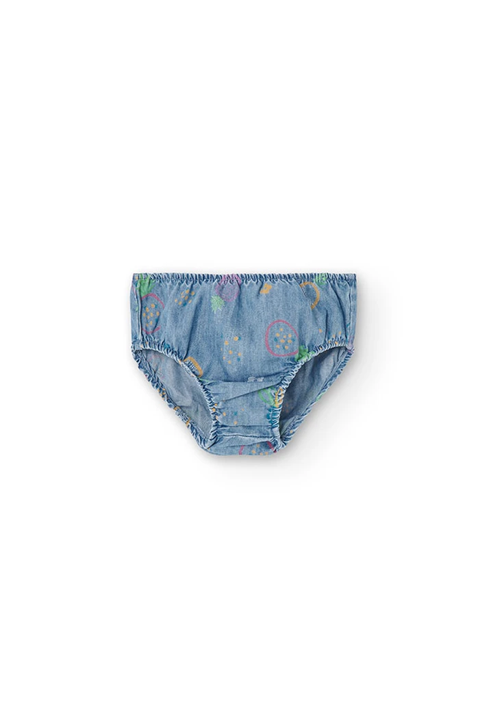 Vestido denim estampado de bebé niña