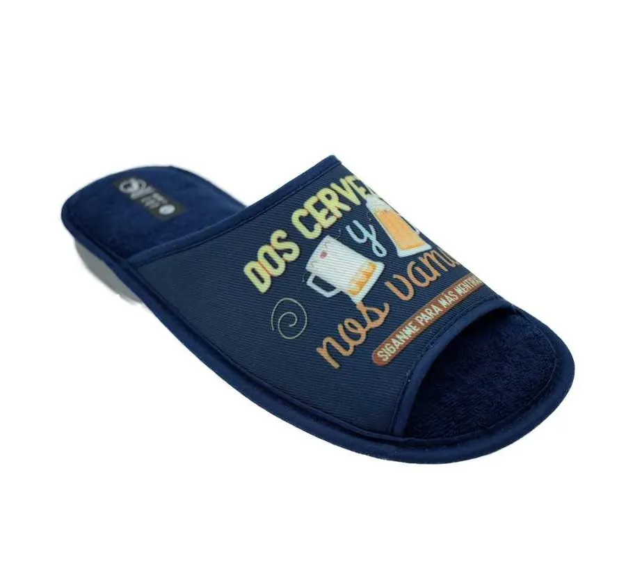 ZAPATILLA PARA CASA PISO ANTIDESLIZANTE BIO RELAX PANTUFLA MUY CÓMODA LONA MARINO 26137