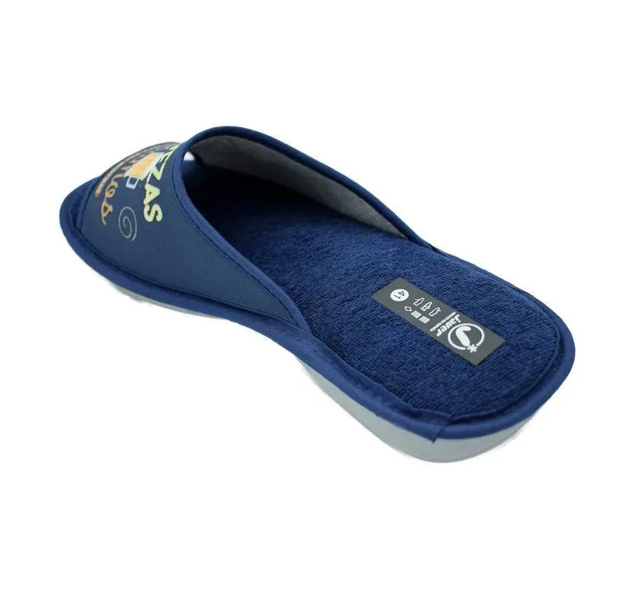 ZAPATILLA PARA CASA PISO ANTIDESLIZANTE BIO RELAX PANTUFLA MUY CÓMODA LONA MARINO 26137