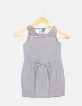 Zara Vestido gris detalle encaje